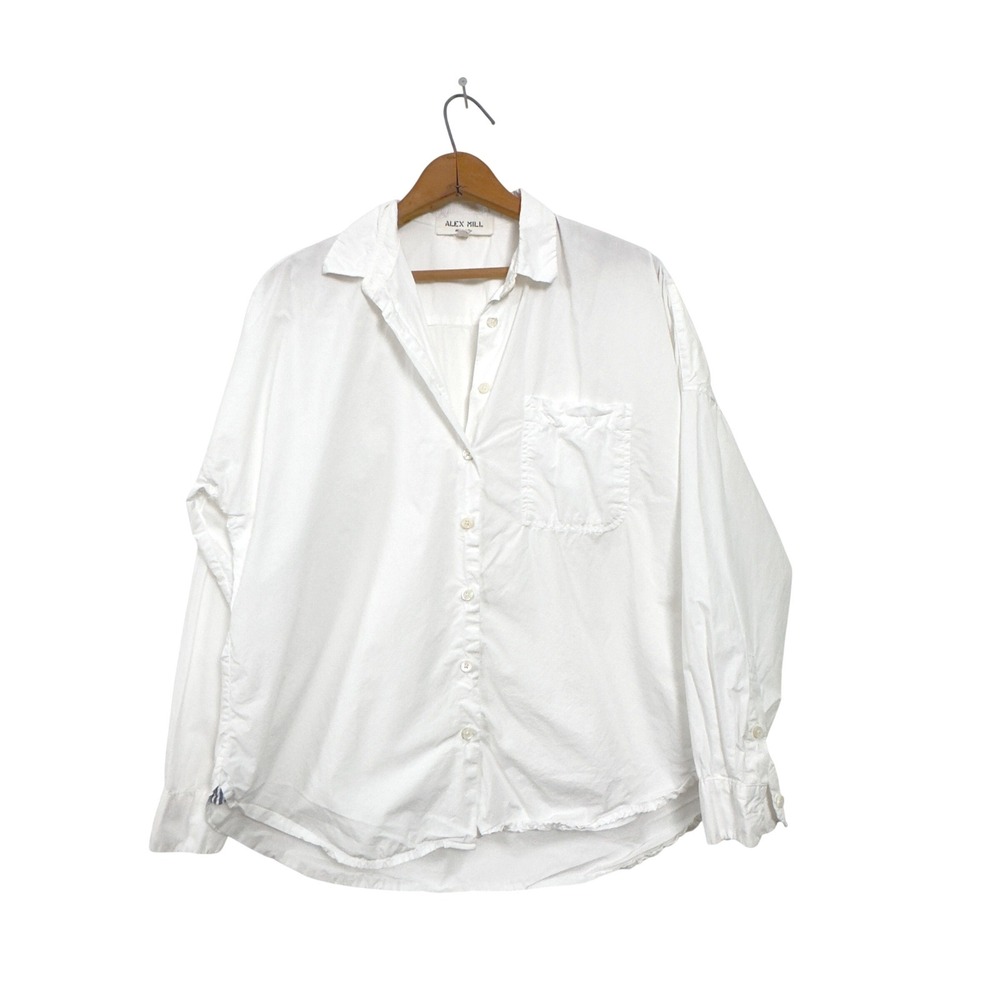 Alex Mill Joe Shirt in White Cotton Poplin  - Small